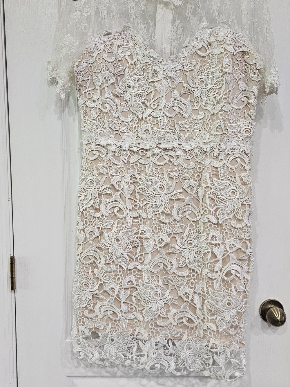 Soieblu Ivory Lace Midi Dress with Nude Lining